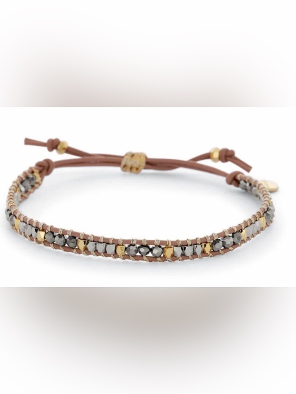 Two Stella & Dot Wanderlust Single Wrap Mixed Metals Bracelet Brown & Green